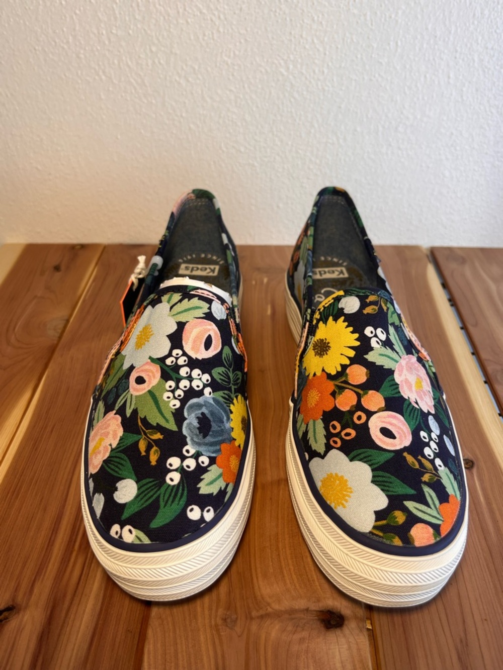 BNIB Keds Navy & Multicolor Floral Sneaker Slip-Ons - Rifle Paper Co.